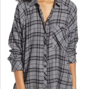BDG (Urban Outfitters) Oversized Black & Grey Plaid Flannel